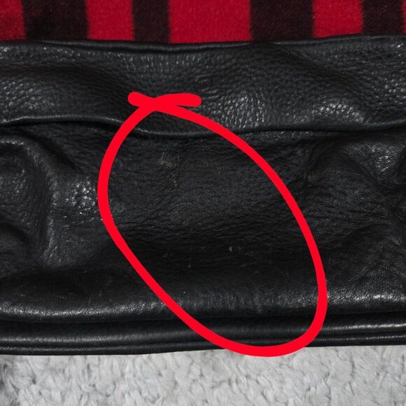 READ Mcq by Alexander Mcqueen Red Black Buffalo Plaid Wool Leather Backpack - Picture 5 of 16